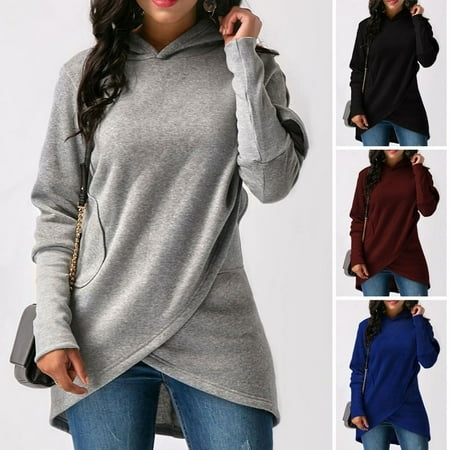 Womens Warm Long Sleeve Sweater Lady Sweatshirt Jumper Hoodies Fur Tops Blouse 